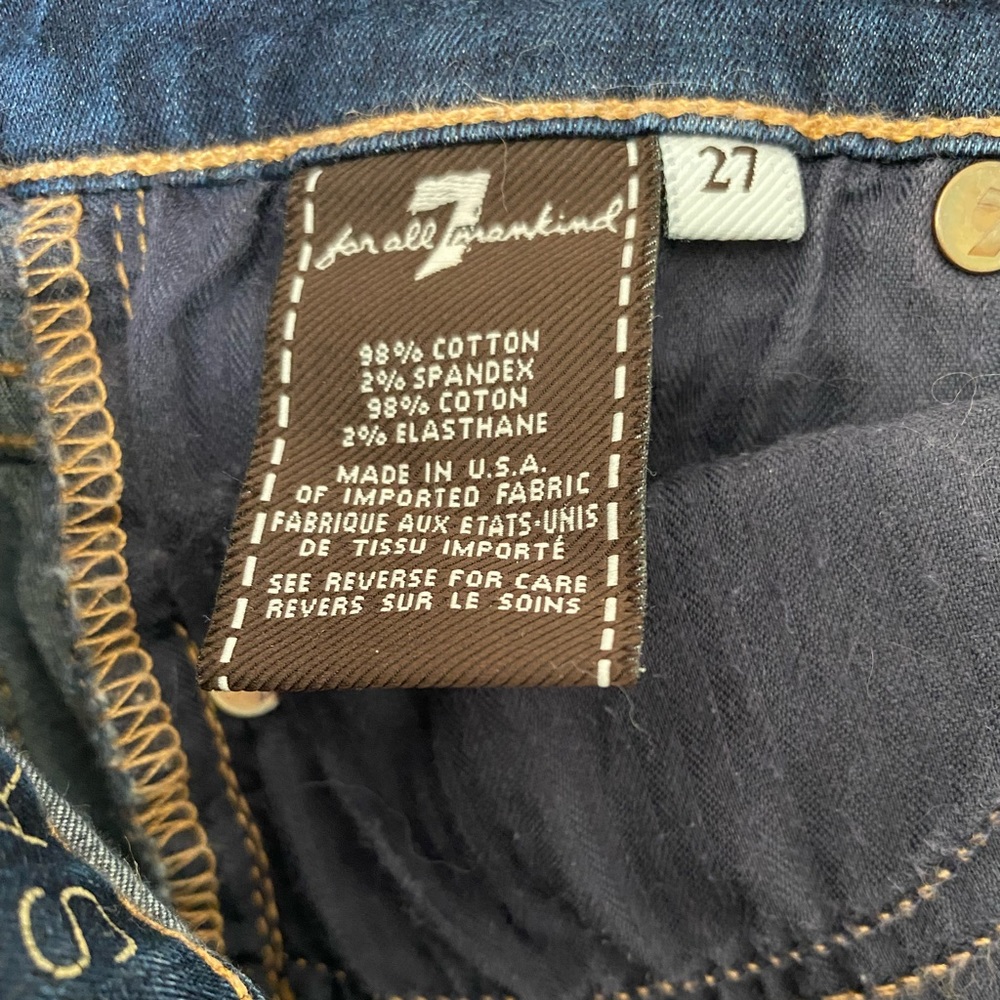 7 For All ManKind jeans, dark blue denim. Size 27. - Picture 6 of 6